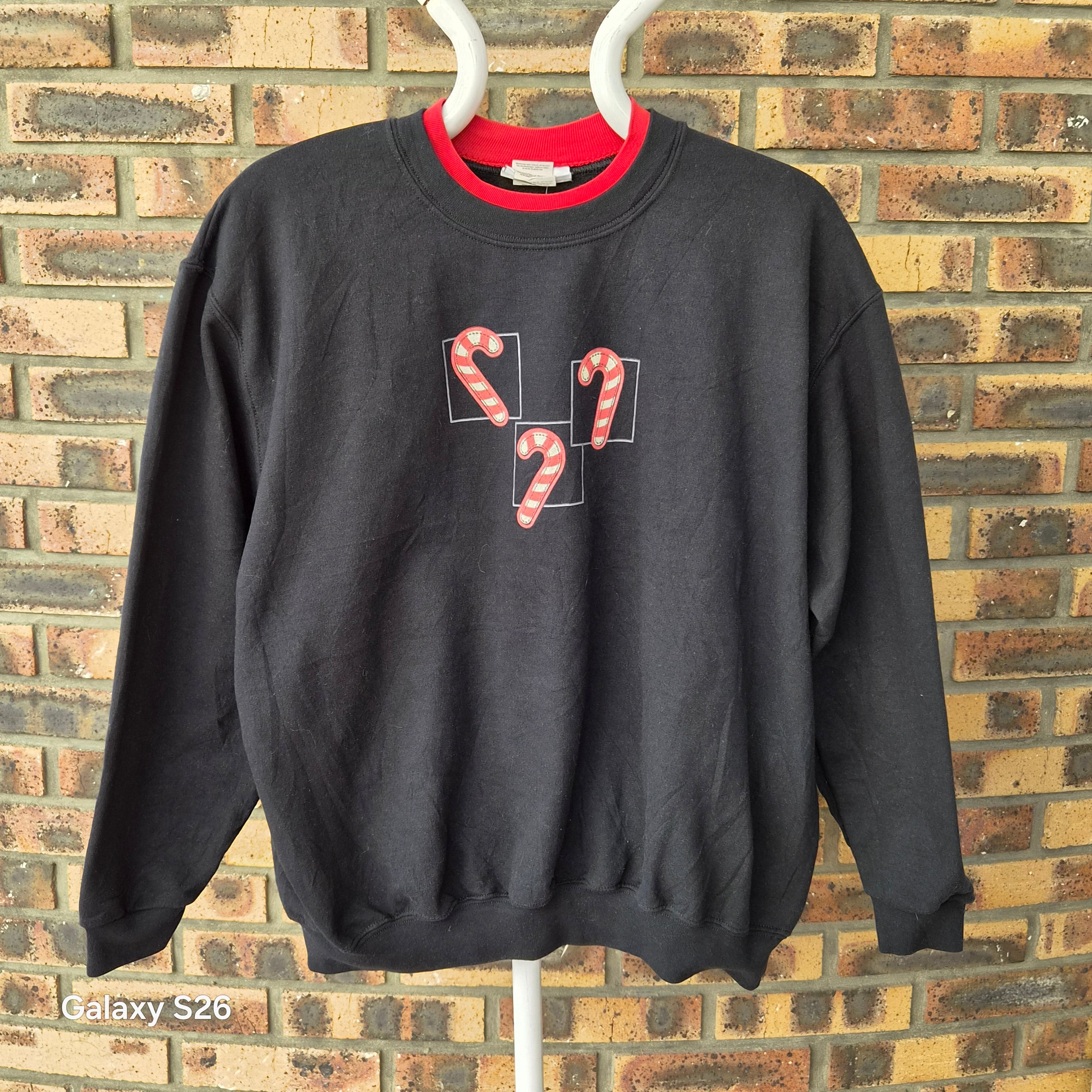Sweat vintage USA de Noël noir sucres d’orge taille 2XL