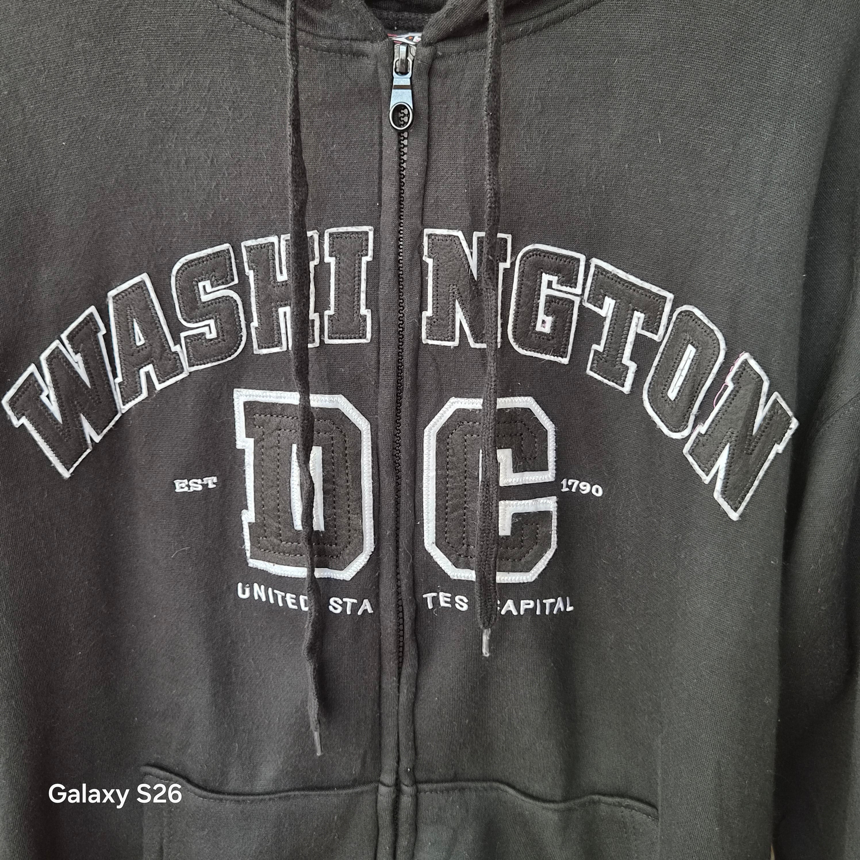 Sweat vintage Washington DC noir zippé taille XL