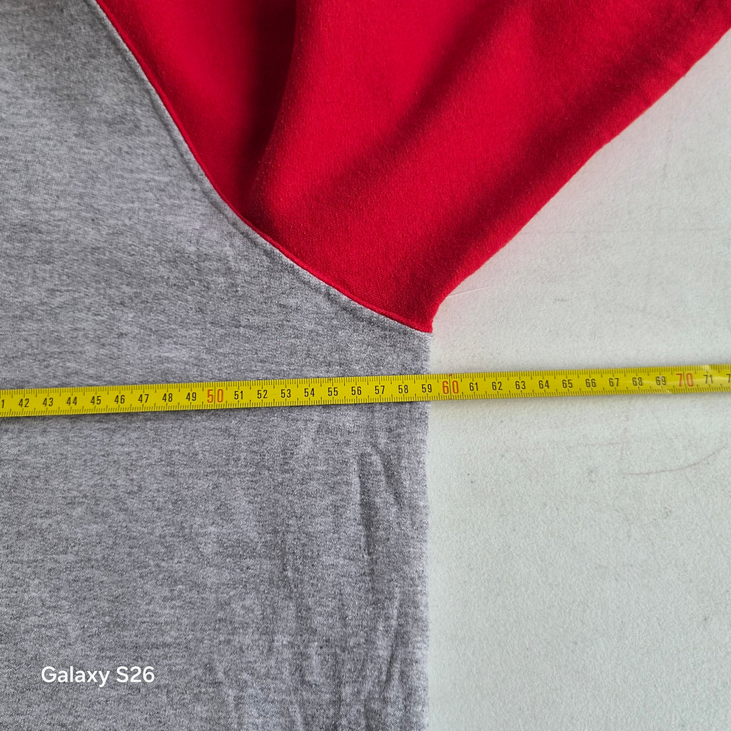 Sweat à capuche vintage USA Hauenstein Beer gris et rouge – taille L