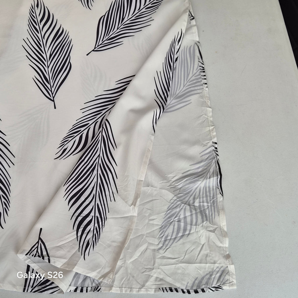 Jupe longue femme motif feuilles de palmier blanche noire taille 40
