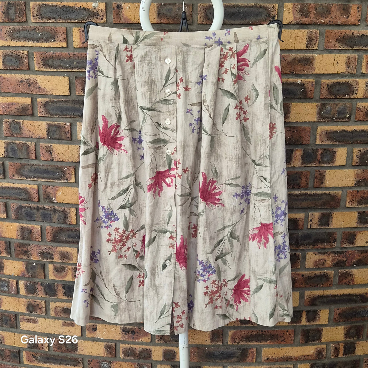 Jupe longue vintage Alfred Dunner fleurie en lin – Taille 38/40