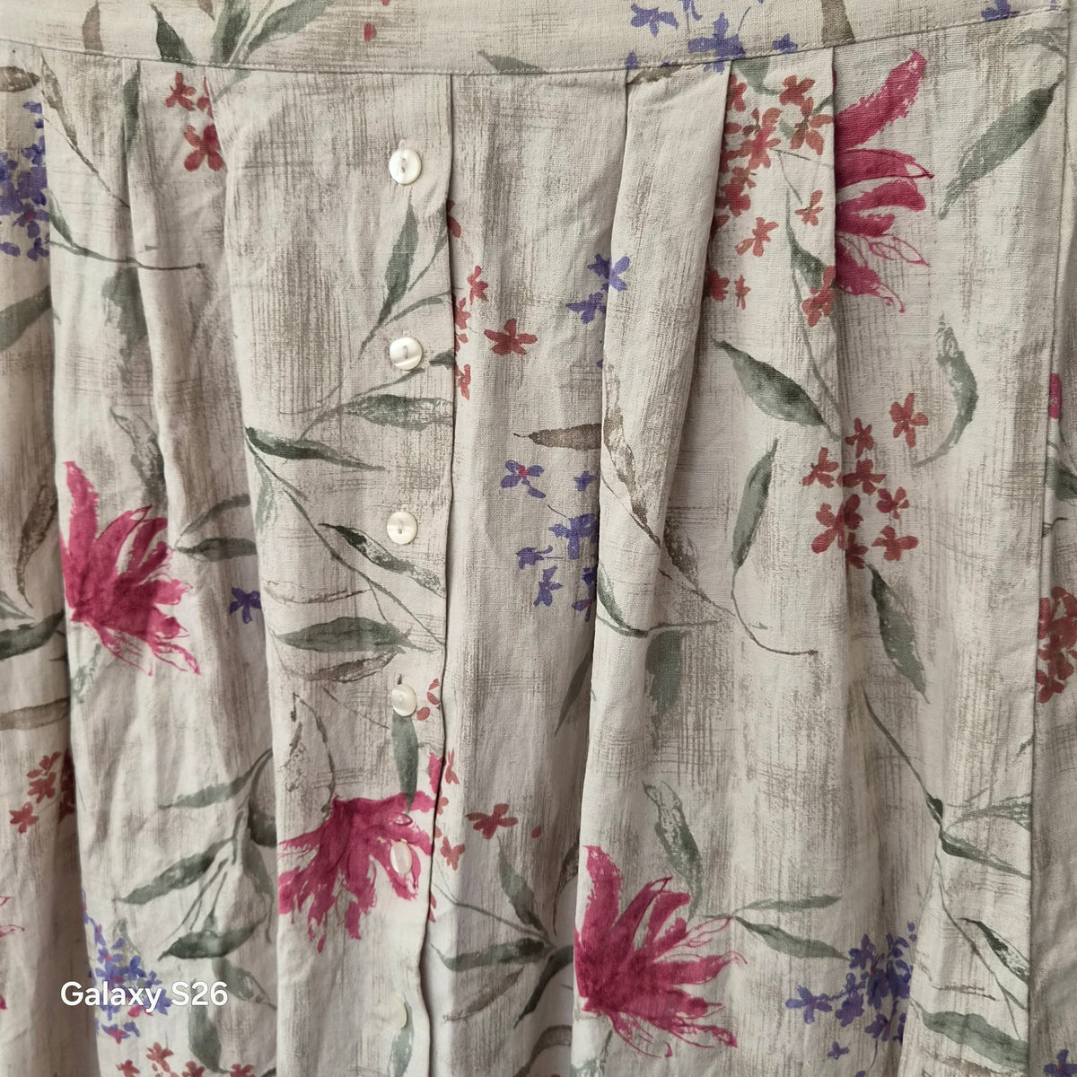 Jupe longue vintage Alfred Dunner fleurie en lin – Taille 38/40