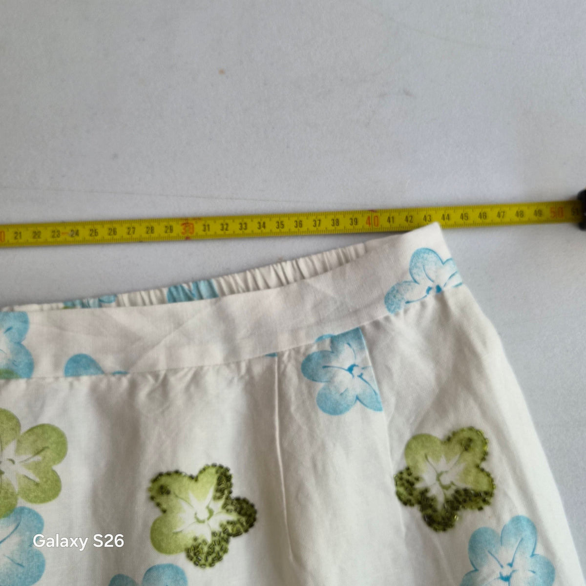 Jupe Midi Vintage Lin & Fleurs Perlées Alfred Dunner – Style Élégant Grande Taille 44FR