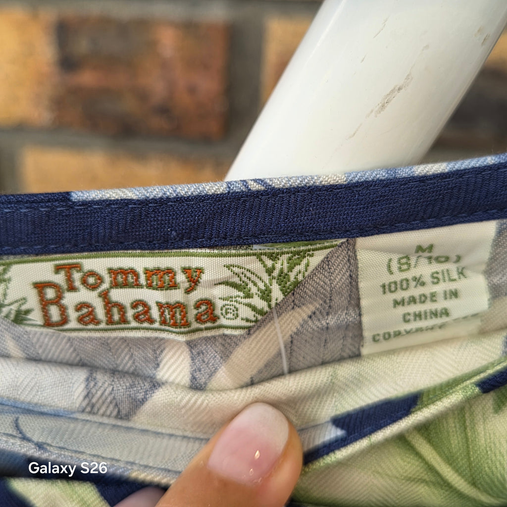 Jupe longue Tommy Bahama 100 % soie fleurie bleue – Taille M