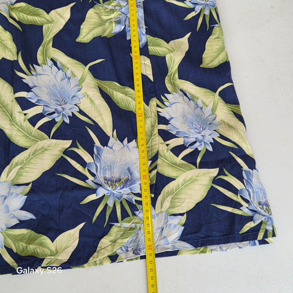 Jupe longue Tommy Bahama 100 % soie fleurie bleue – Taille M