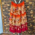 Jupe longue Forbidden Los Angeles fleurie orange & rose – Taille 40