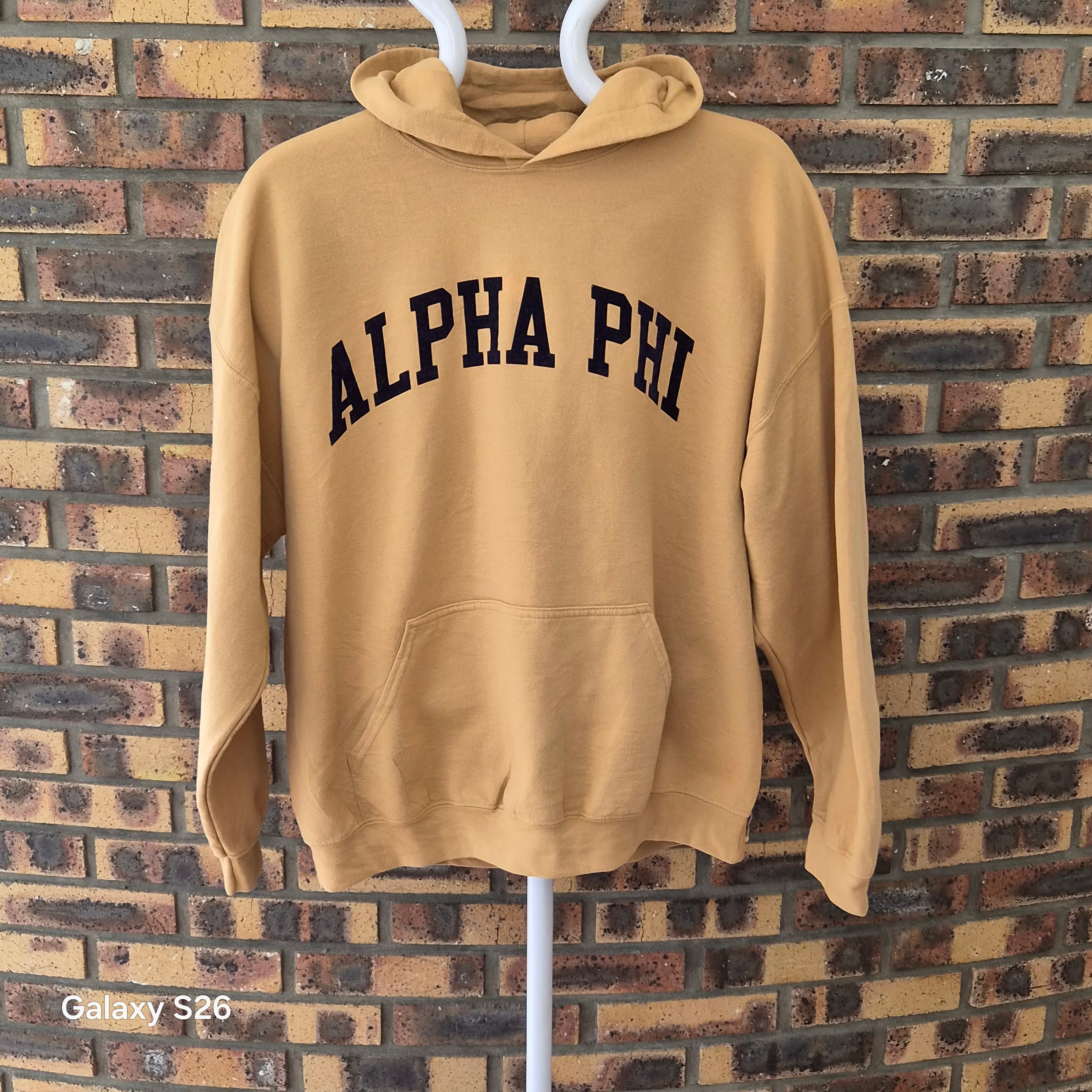 Sweat Gildan Alpha Phi college américain camel taille XL