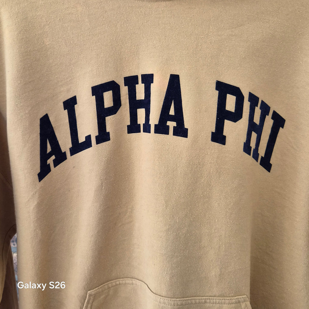 Sweat Gildan Alpha Phi college américain camel taille XL
