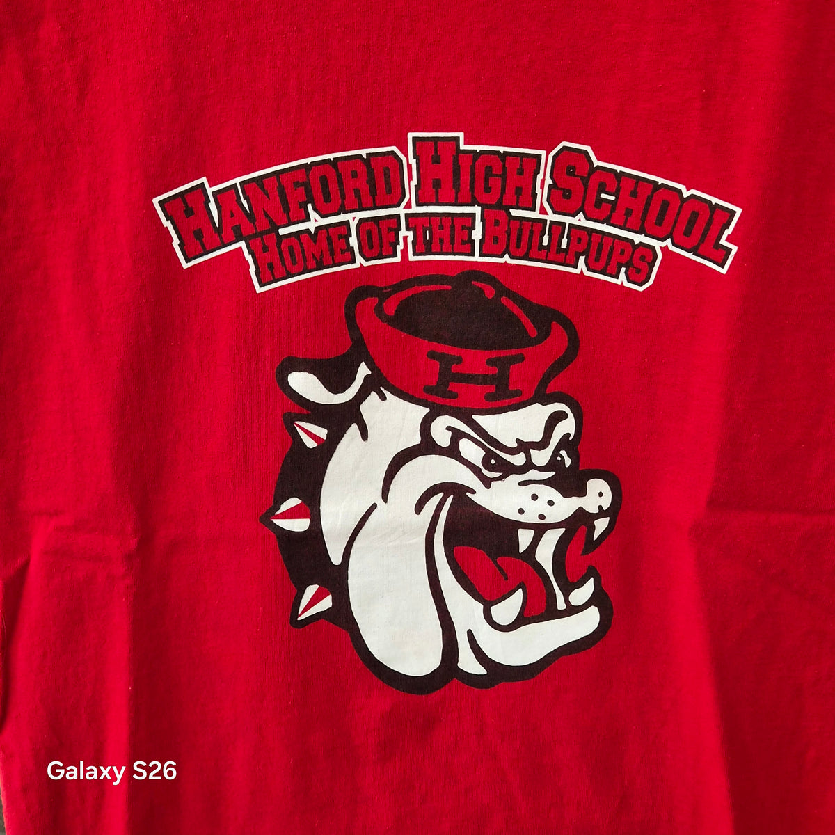 T-shirt Hanford High School Bullpups Californie rouge taille L