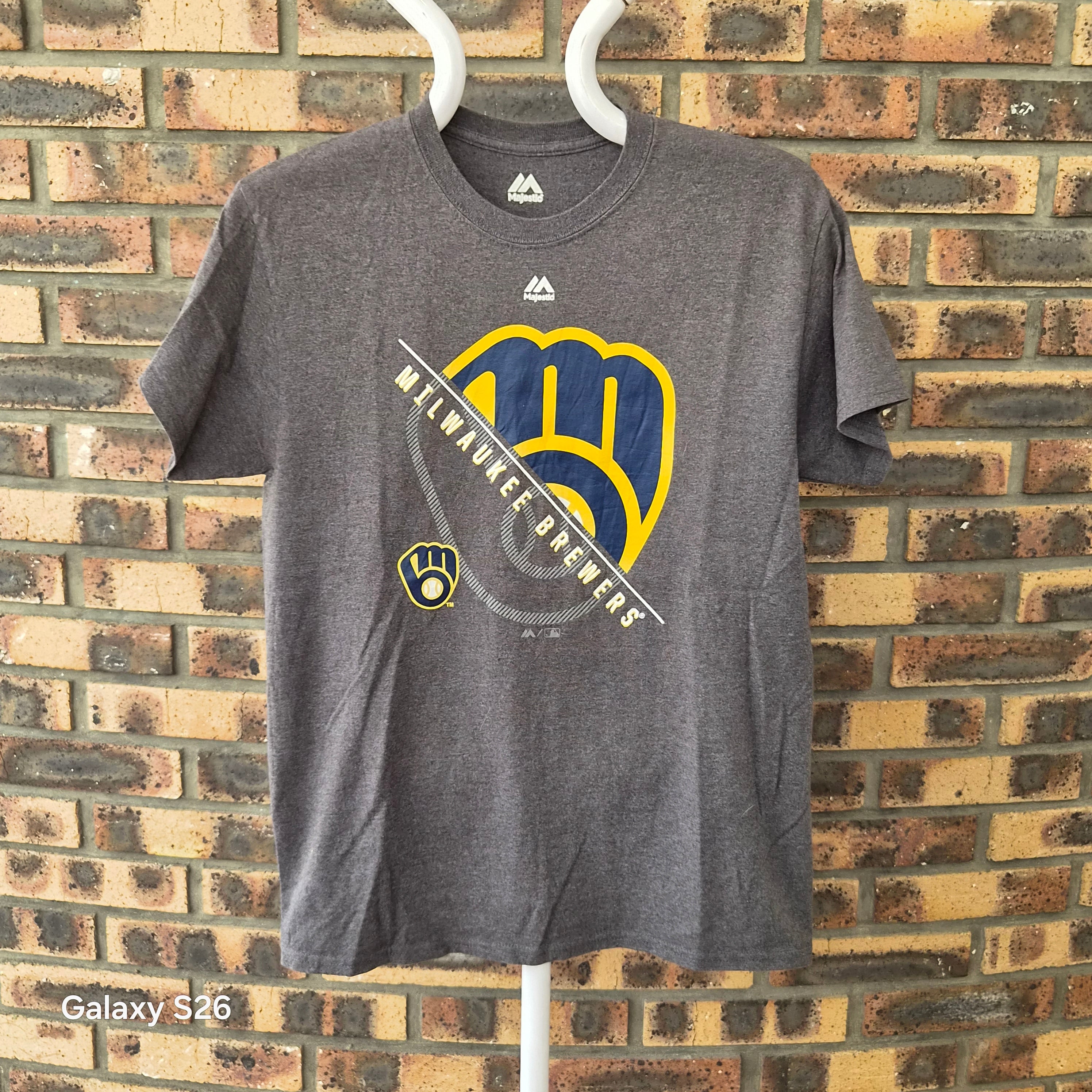 T-shirt Majestic Milwaukee Brewers MLB gris taille M