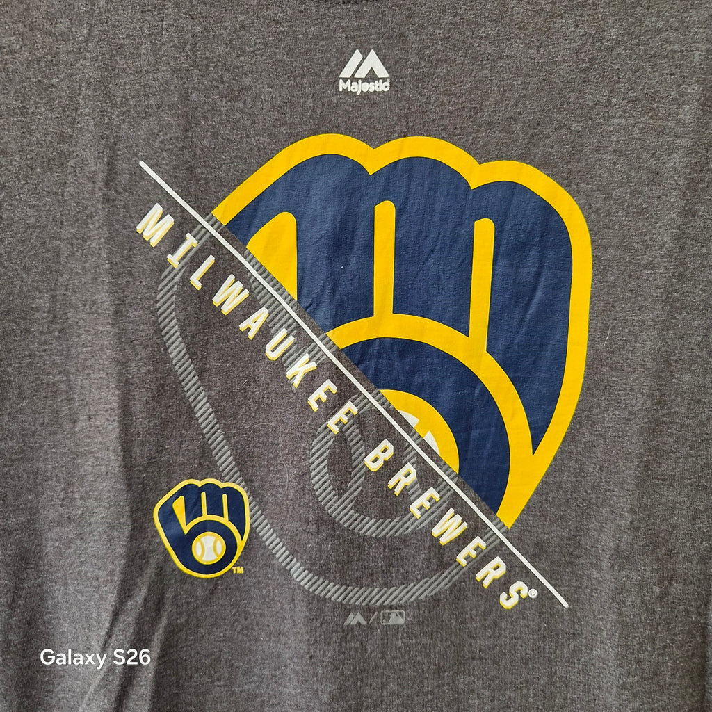 T-shirt Majestic Milwaukee Brewers MLB gris taille M
