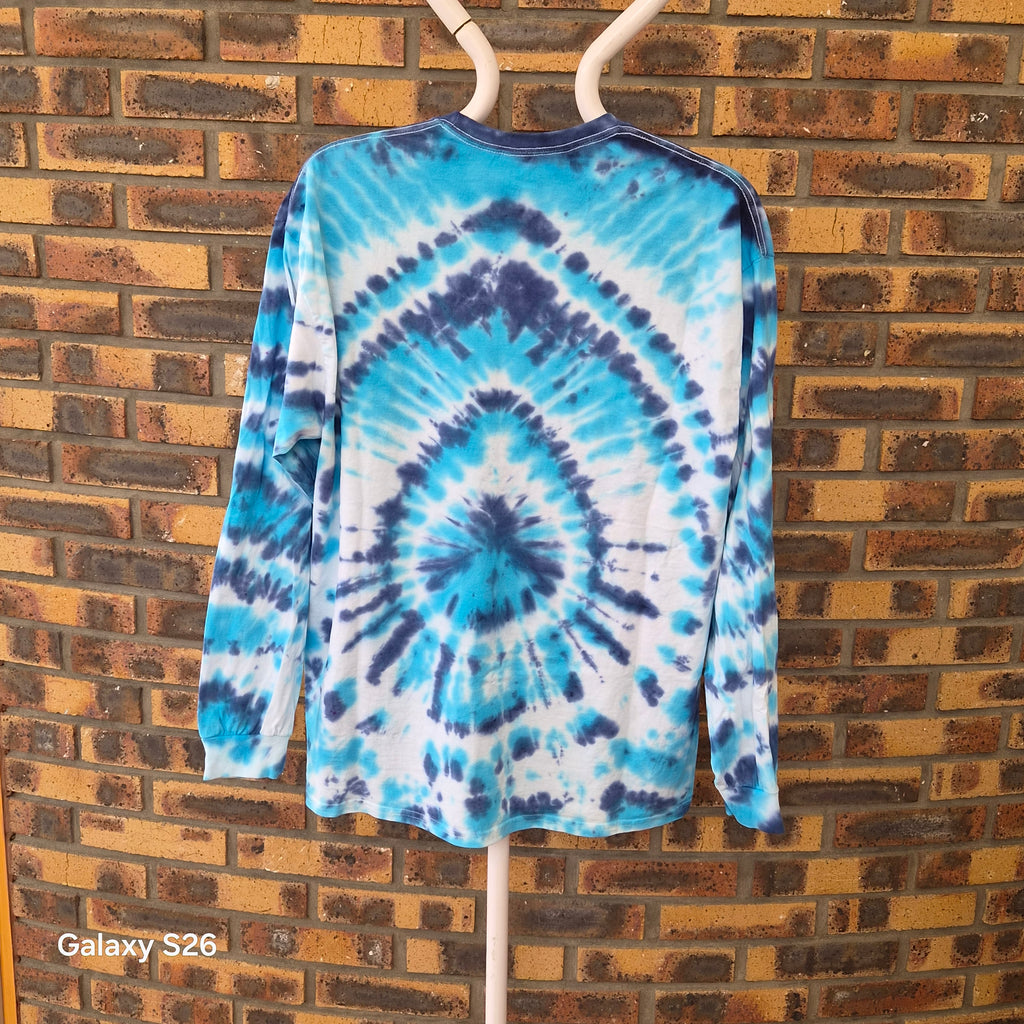 T-shirt manches longues Gildan tie-dye bleu – XL