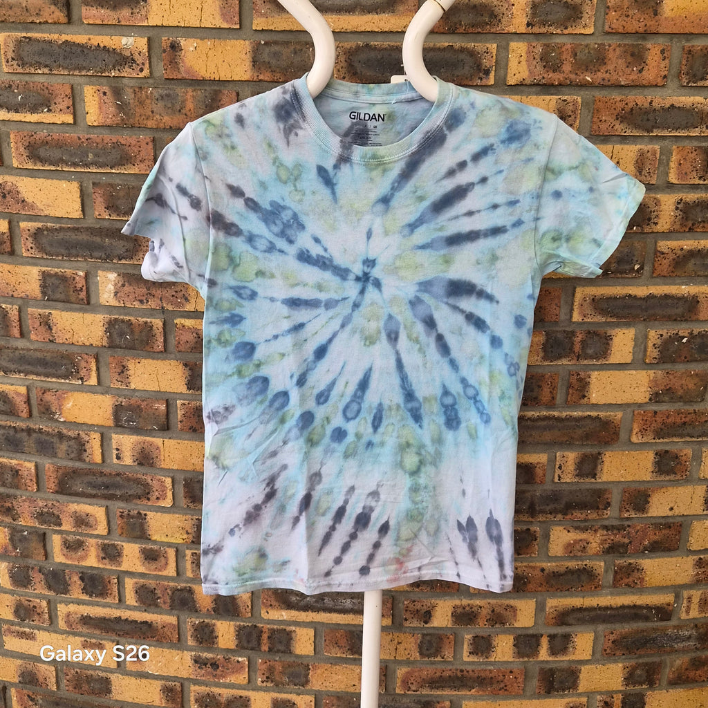 T-shirt Gildan tie-dye bleu et vert – S
