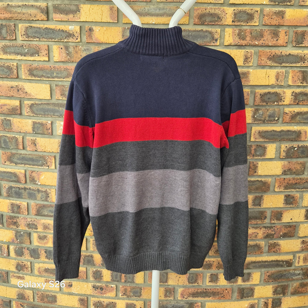 Pull U.S. Polo Assn. rayé col zippé – XL