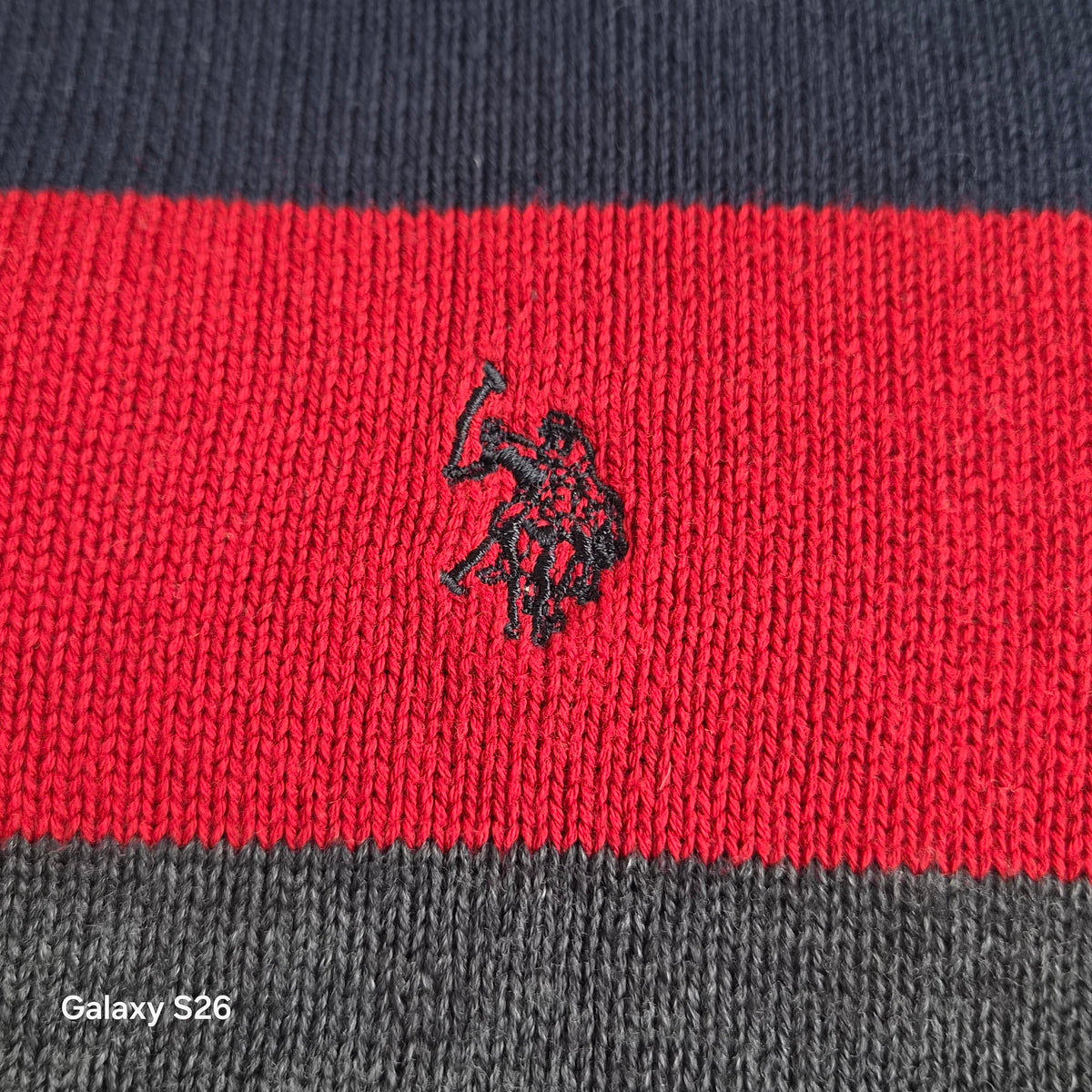 Pull U.S. Polo Assn. rayé col zippé – XL