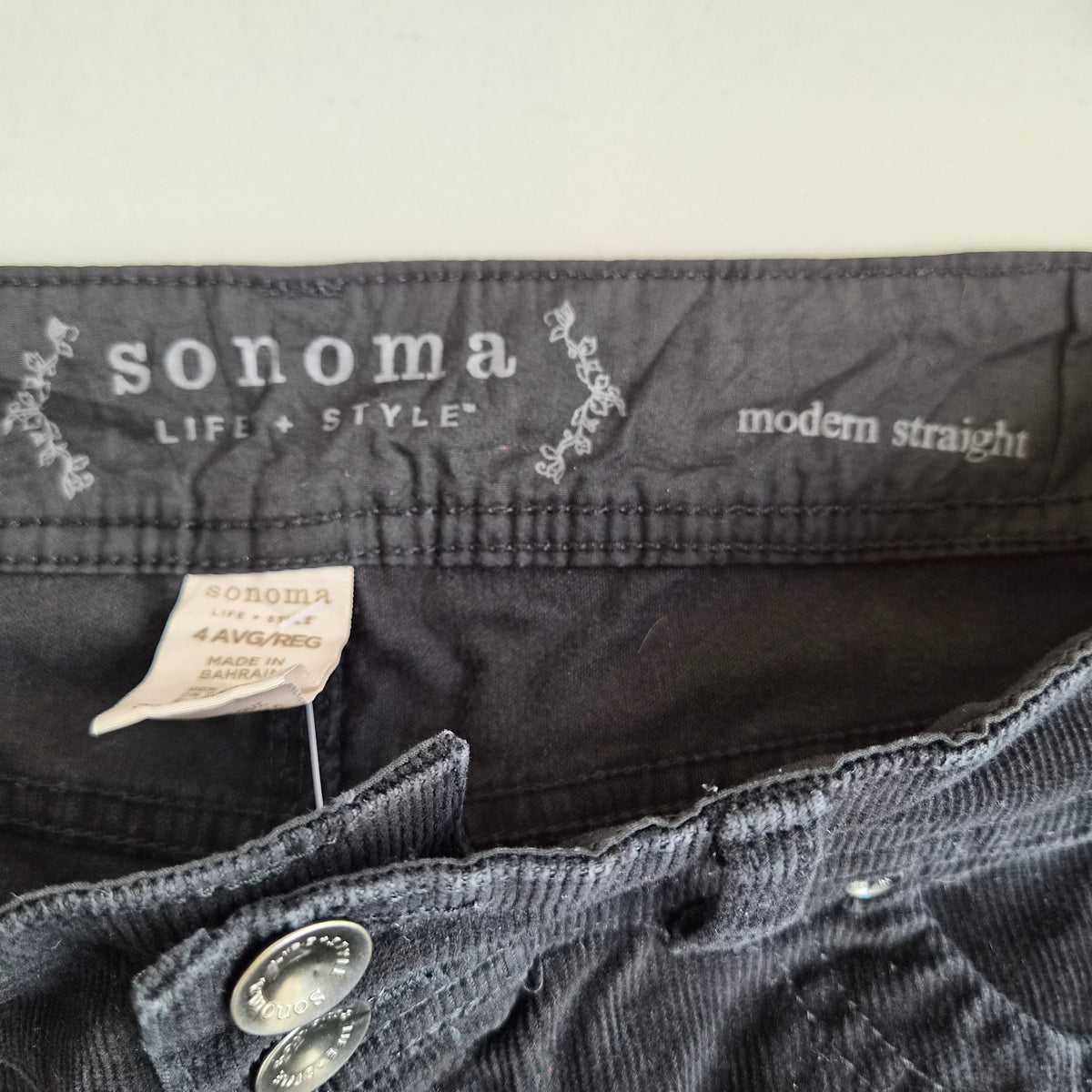 Pantalon Sonoma Life + Style velours côtelé noir – T.36-38