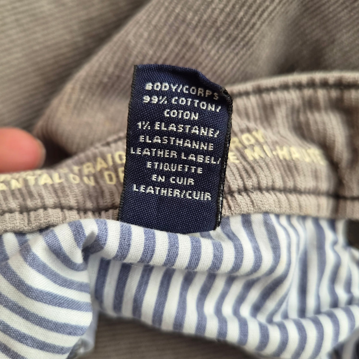Pantalon Lands' End velours côtelé taupe – T.42 Petite