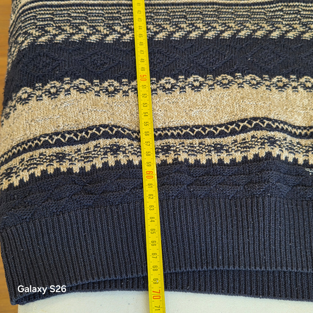 Pull homme vintage CityMan KappAhl bleu marine beige M