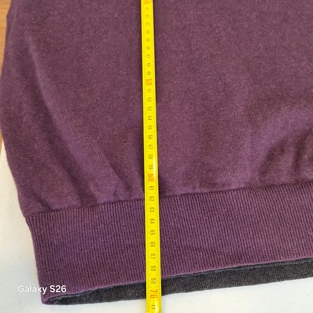 Pull homme Perry Ellis prune col V XL coton et laine