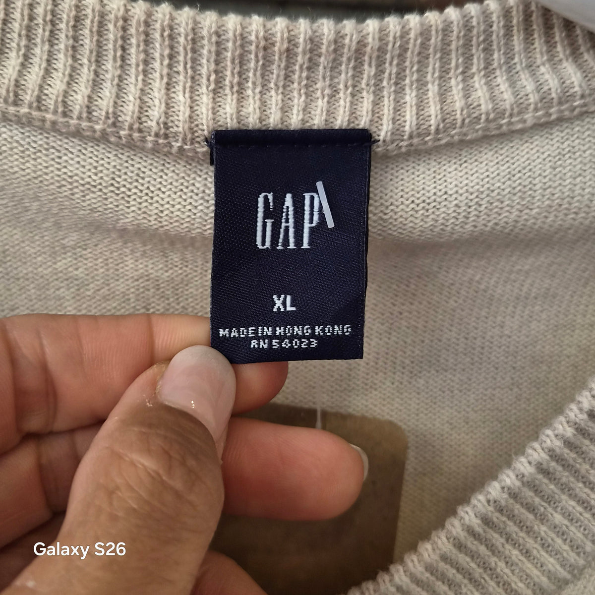 Pull homme GAP beige col V XL 100% coton