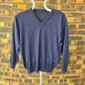 Pull homme col V bleu en laine mérinos – Taille L – Made in Italy