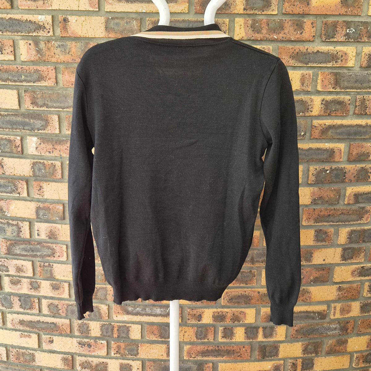 Pull homme vintage col zippé noir crème Made in Italy