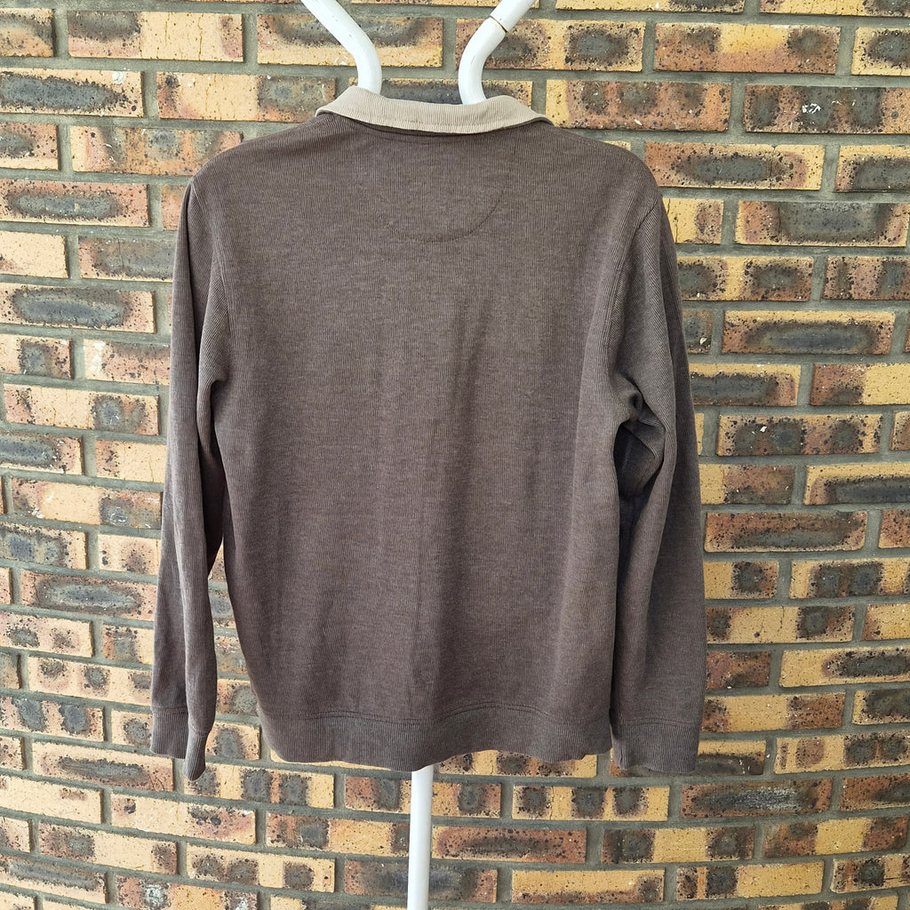 Pull Van Heusen marron col zippé – M