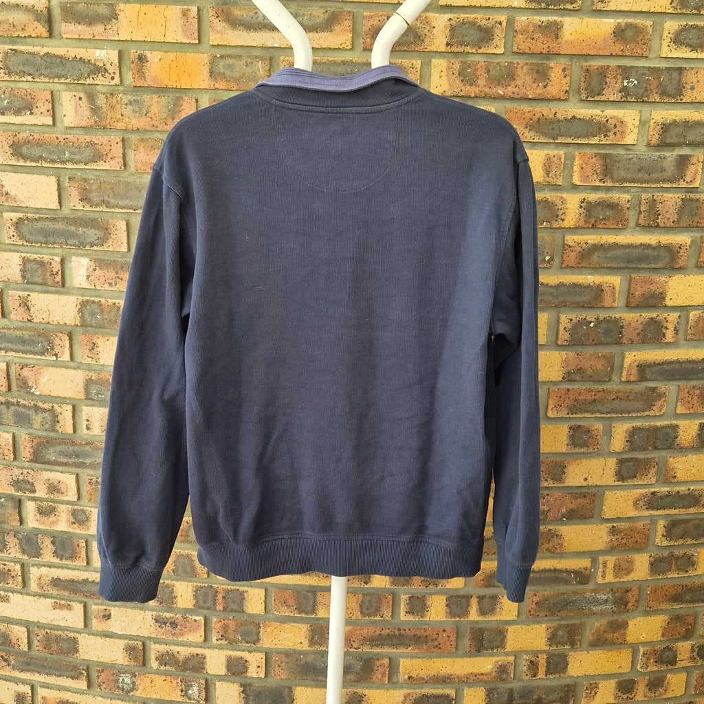 Pull Van Heusen bleu col zippé – L