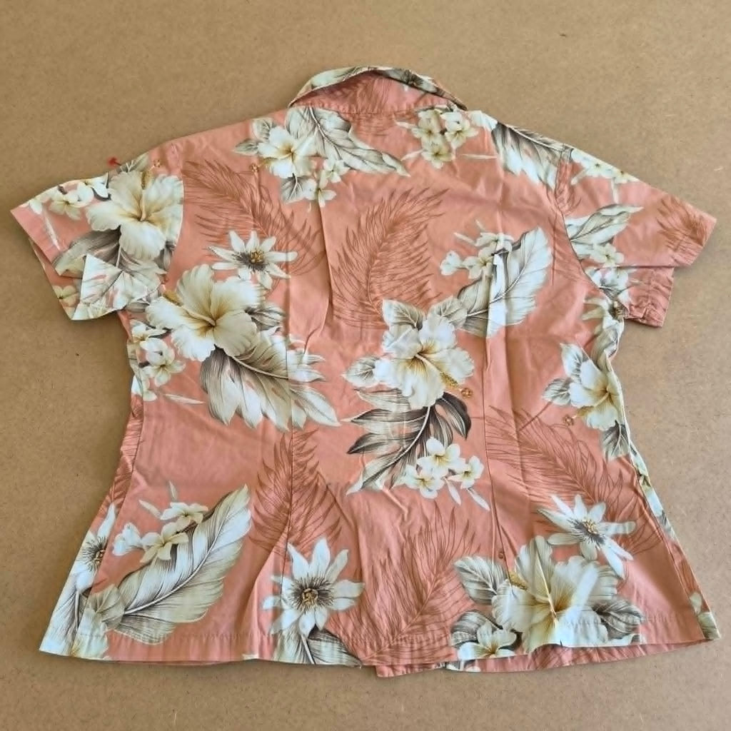 Chemise Hawaïenne Pacific Legend Apparel Rose Terracotta — Made in Hawaii — M — Bon état