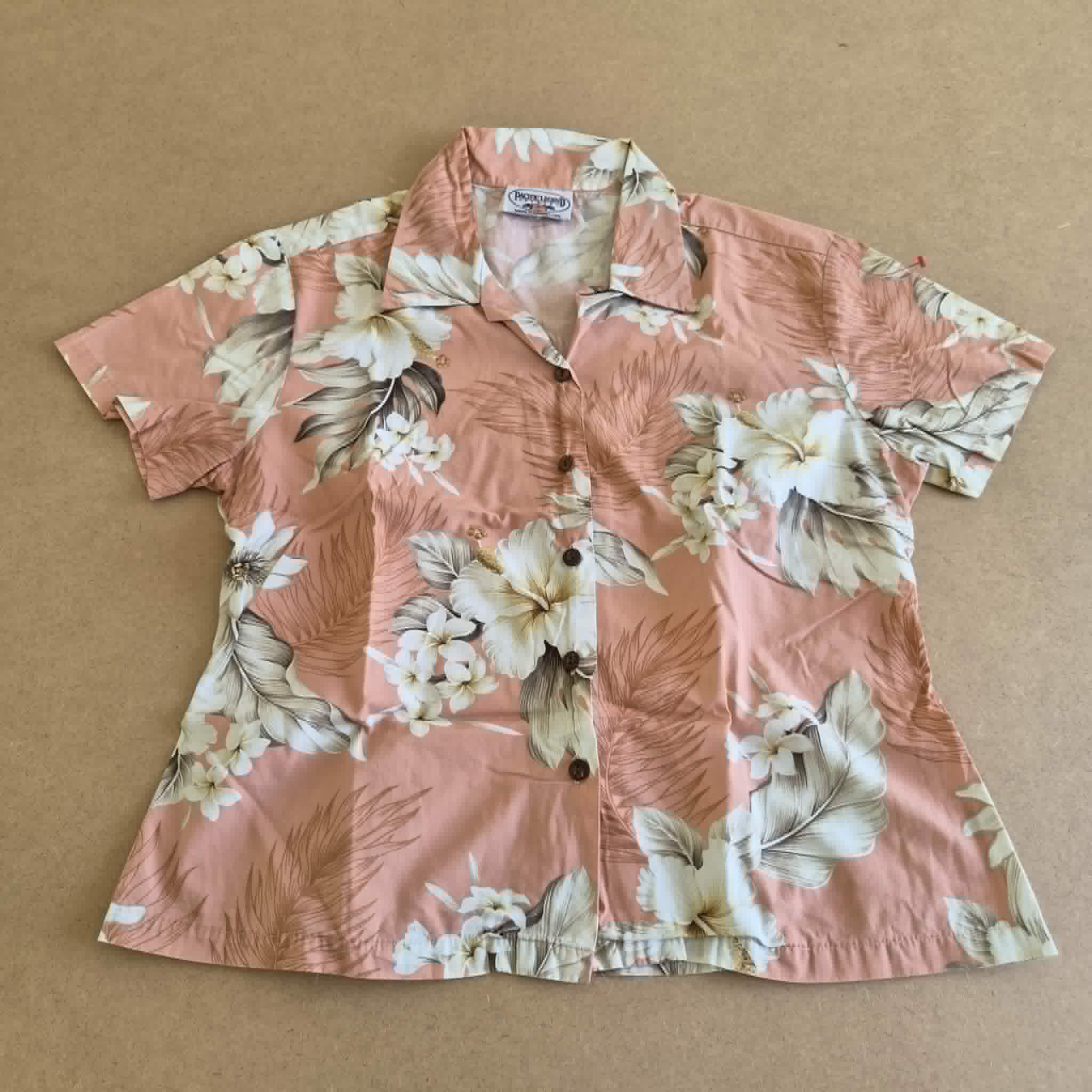 Chemise Hawaïenne Pacific Legend Apparel Rose Terracotta — Made in Hawaii — M — Bon état