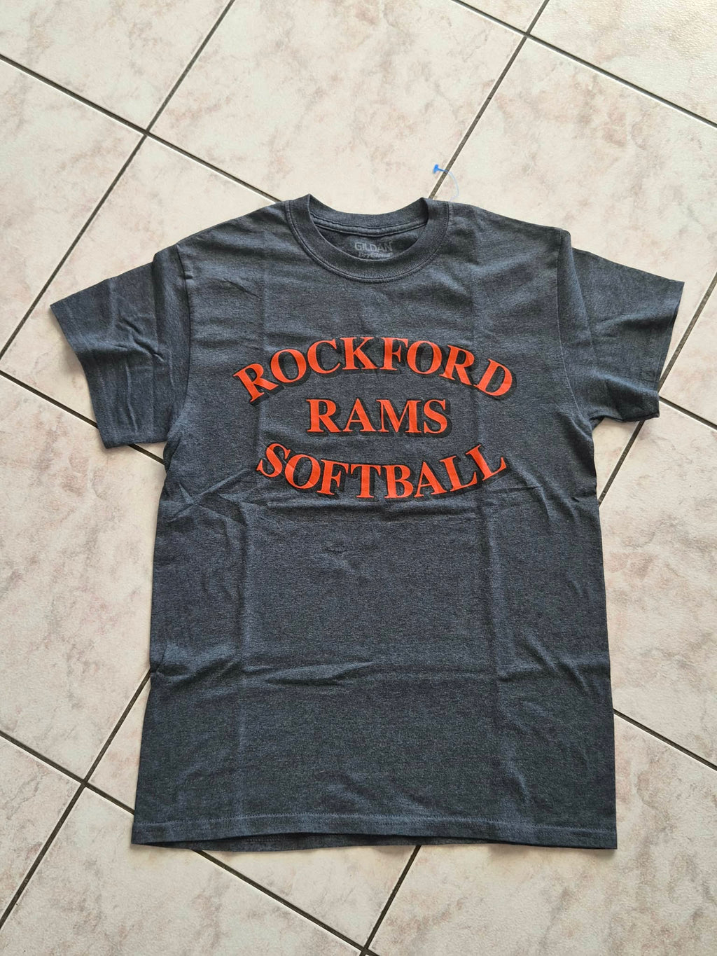 T-shirt Rockford Rams Softball — Gildan DryBlend — S — Gris Anthracite — Très bon état