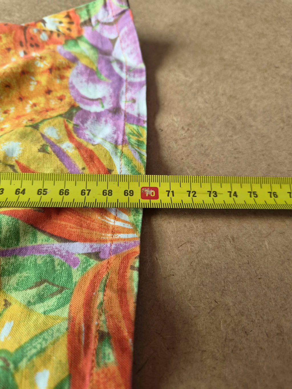 Chemise Aloha Mixed Blues Fruits Tropicaux Jaune — Made in Philippines — S — Bon état