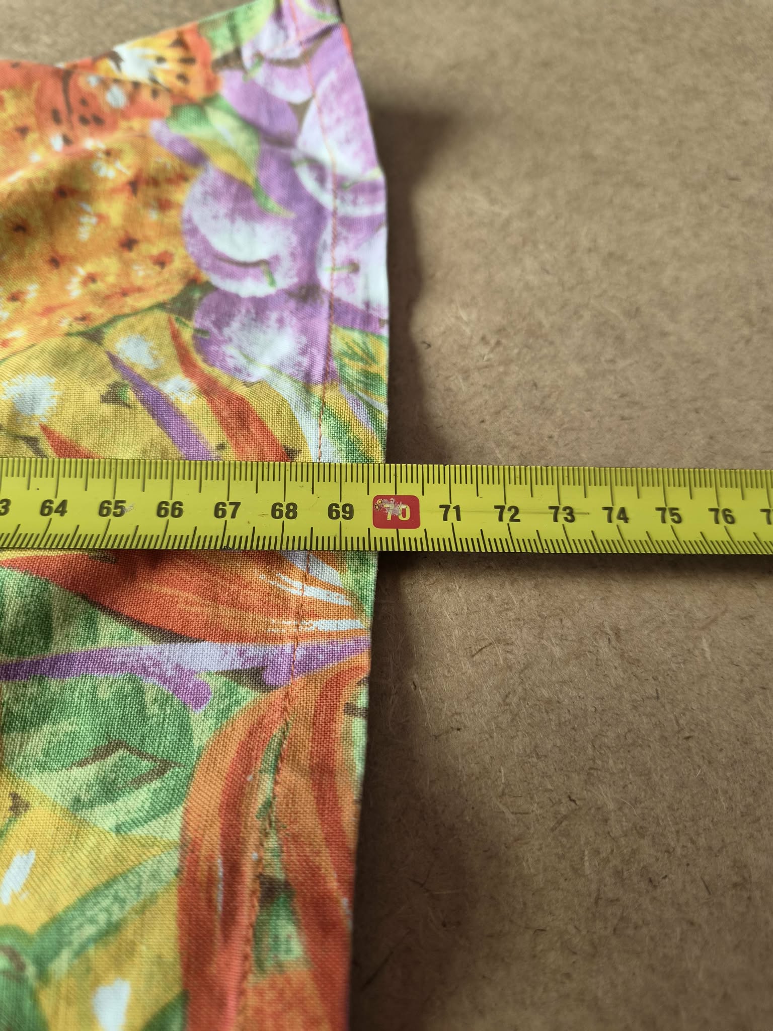 Chemise Aloha Mixed Blues Fruits Tropicaux Jaune — Made in Philippines — S — Bon état