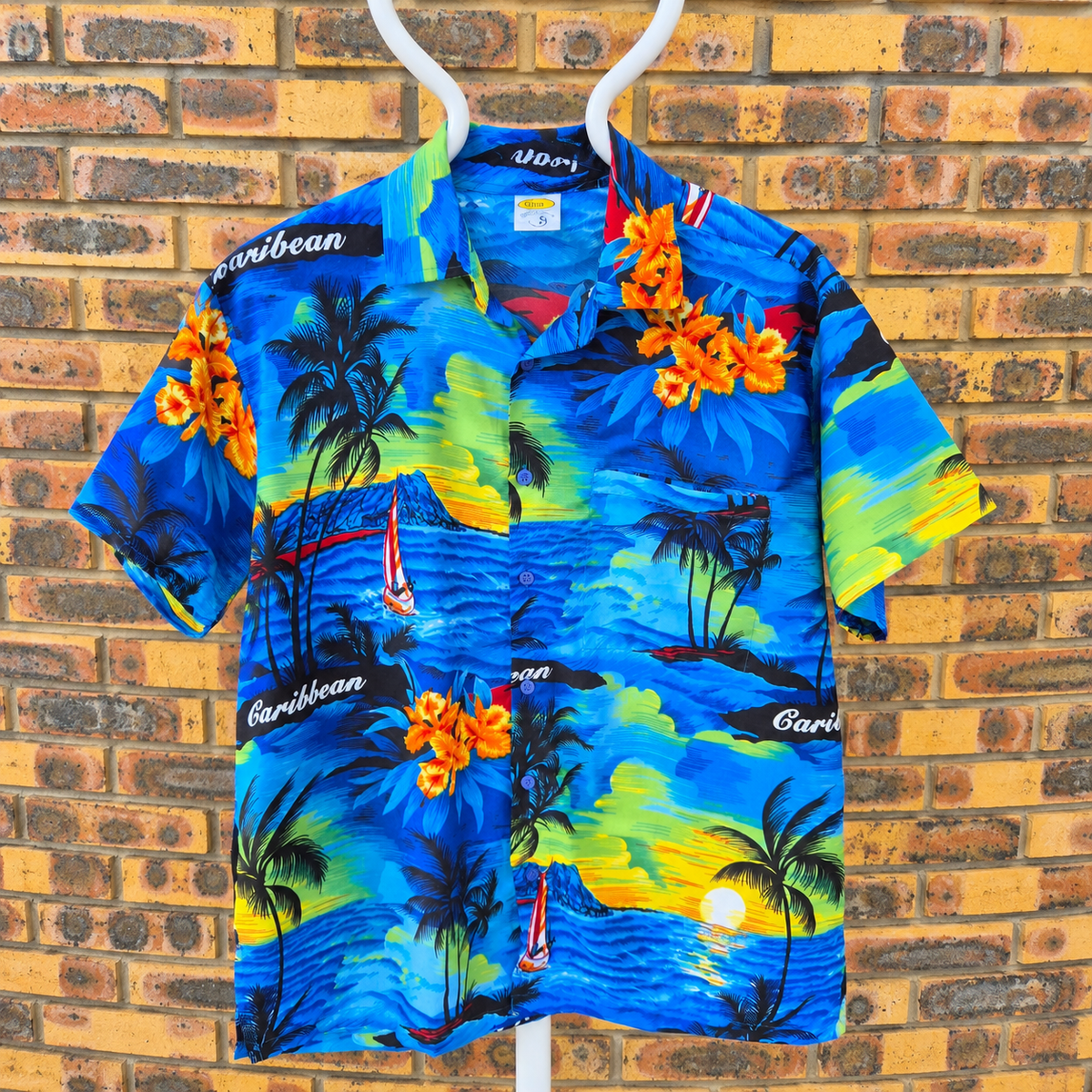 Chemise hawaïenne vintage Rima homme M – motif tropical coloré