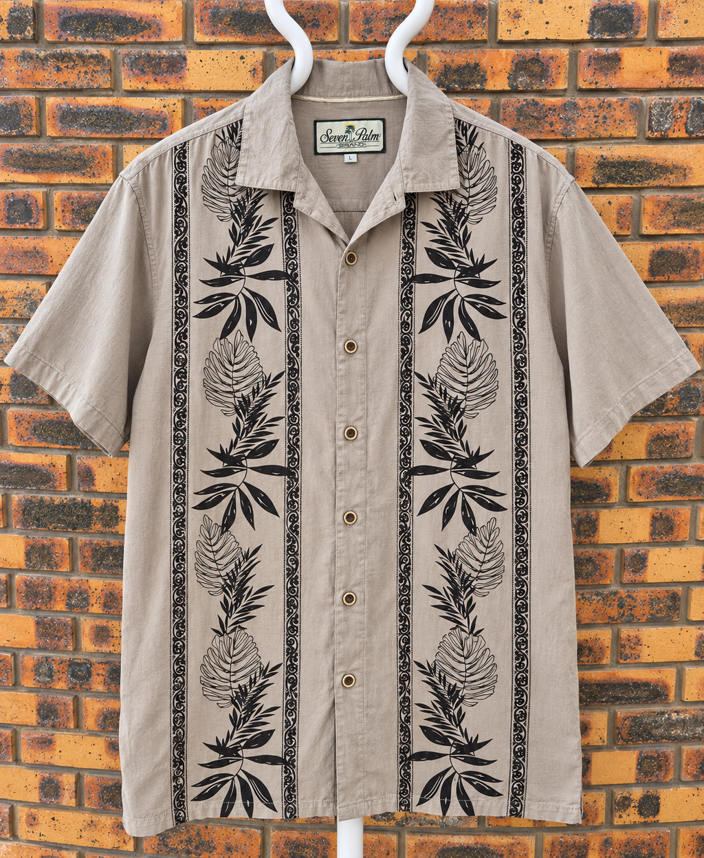 Chemise hawaïenne vintage Seven Palm XL – 100% rayon motif floral