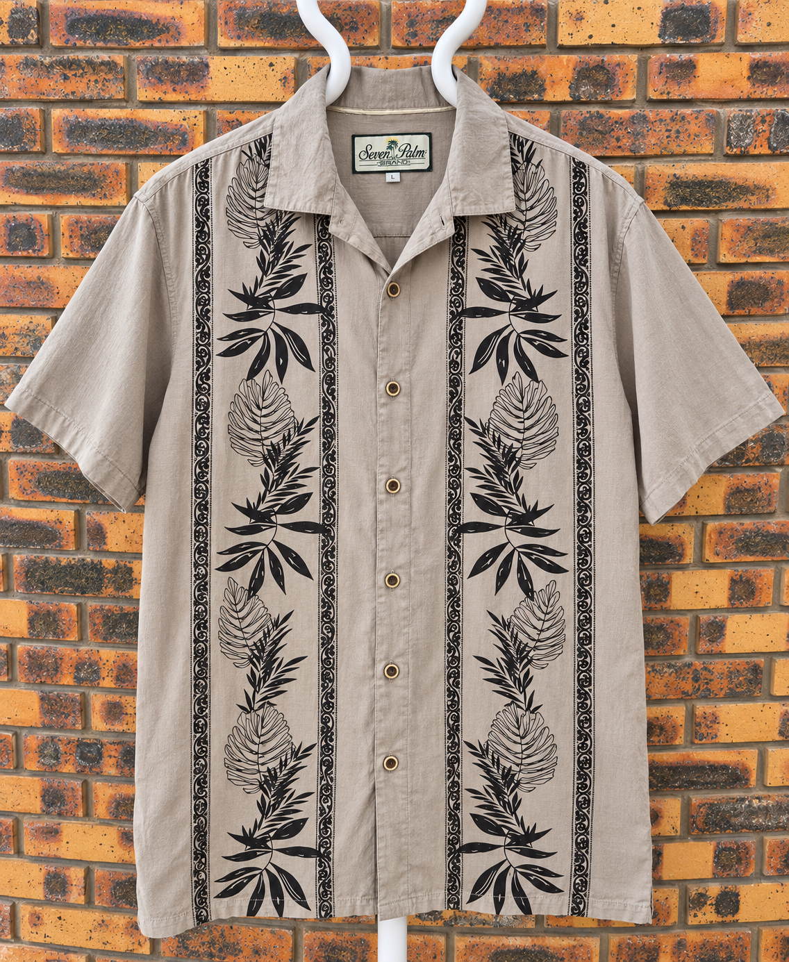 Chemise hawaïenne vintage Seven Palm XL – 100% rayon motif floral