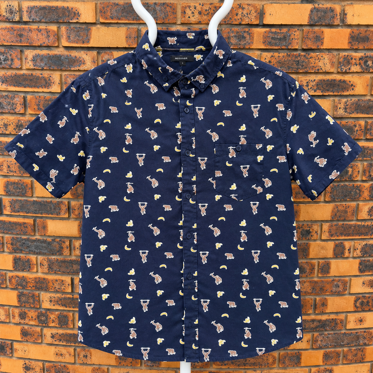 Chemise Vintage Soulstar England - Singes & Bananes Marine - Coton - Regular Fit - M