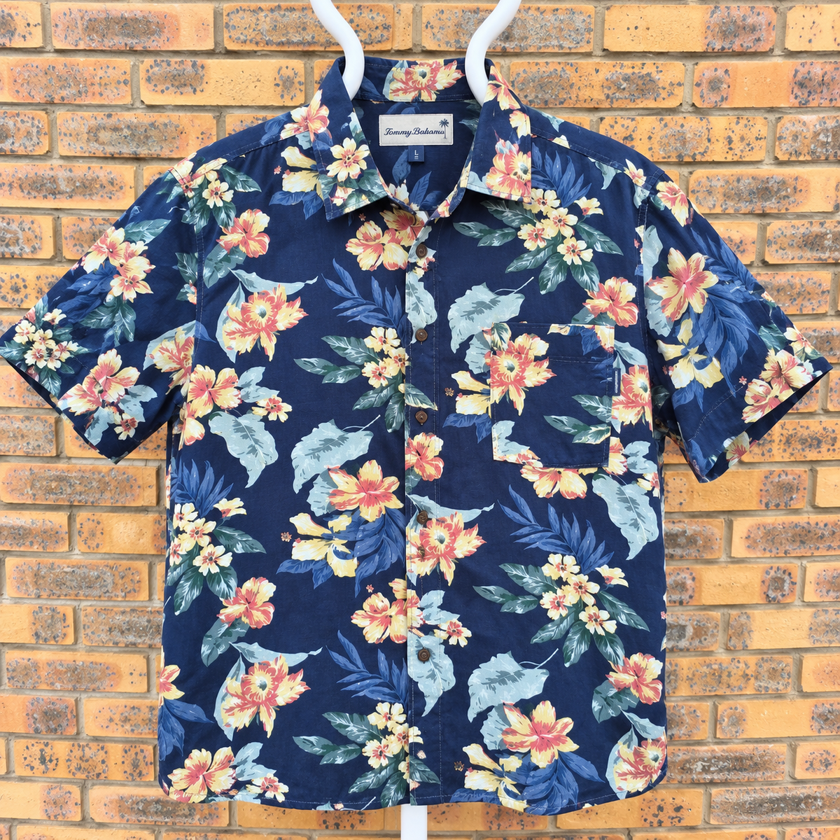 Chemise Hawaïenne Abercrombie & Fitch Bleu Marine Floral — M — 100% Viscose — Très bon état