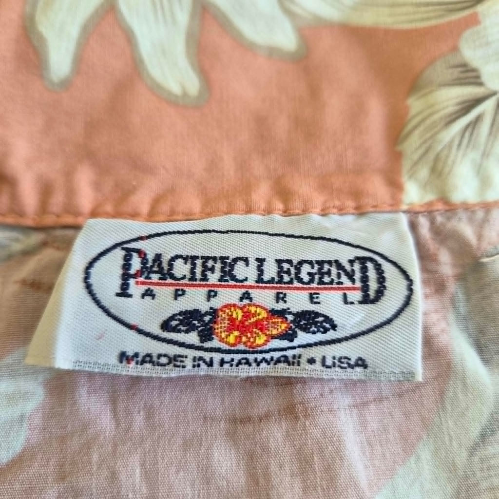 Chemise Hawaïenne Pacific Legend Apparel Rose Terracotta — Made in Hawaii — M — Bon état