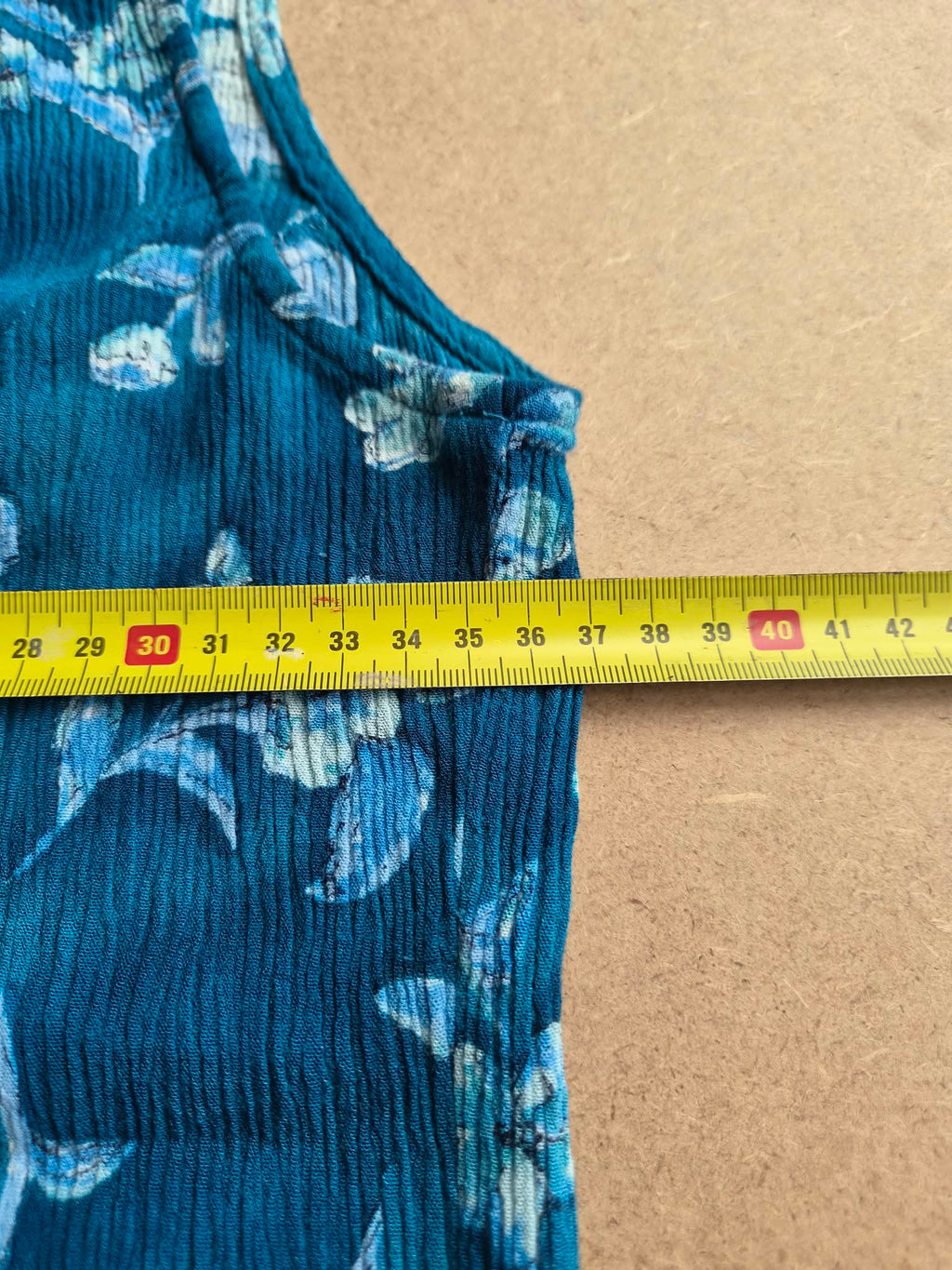 Robe Vintage Caroline Wells Petites Crinkle Florale Teal — Fourreau Mi-Longue Sans Manches — Très bon état - S/M