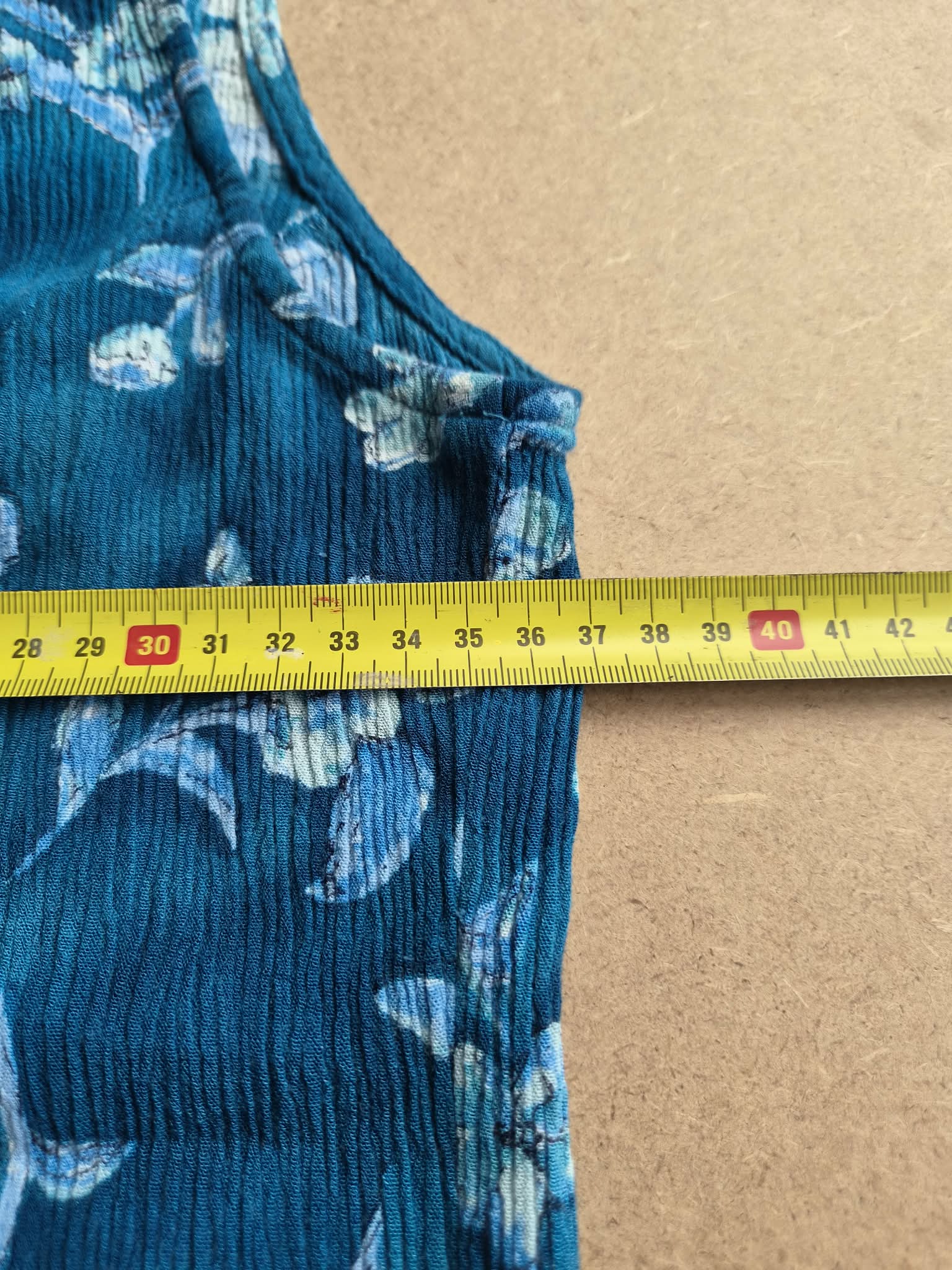 Robe Vintage Caroline Wells Petites Crinkle Florale Teal — Fourreau Mi-Longue Sans Manches — Très bon état - S/M