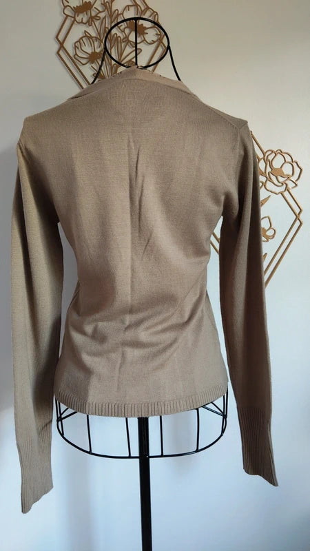 Gilet femme beige effet chemisier botanique – XS / petit S
