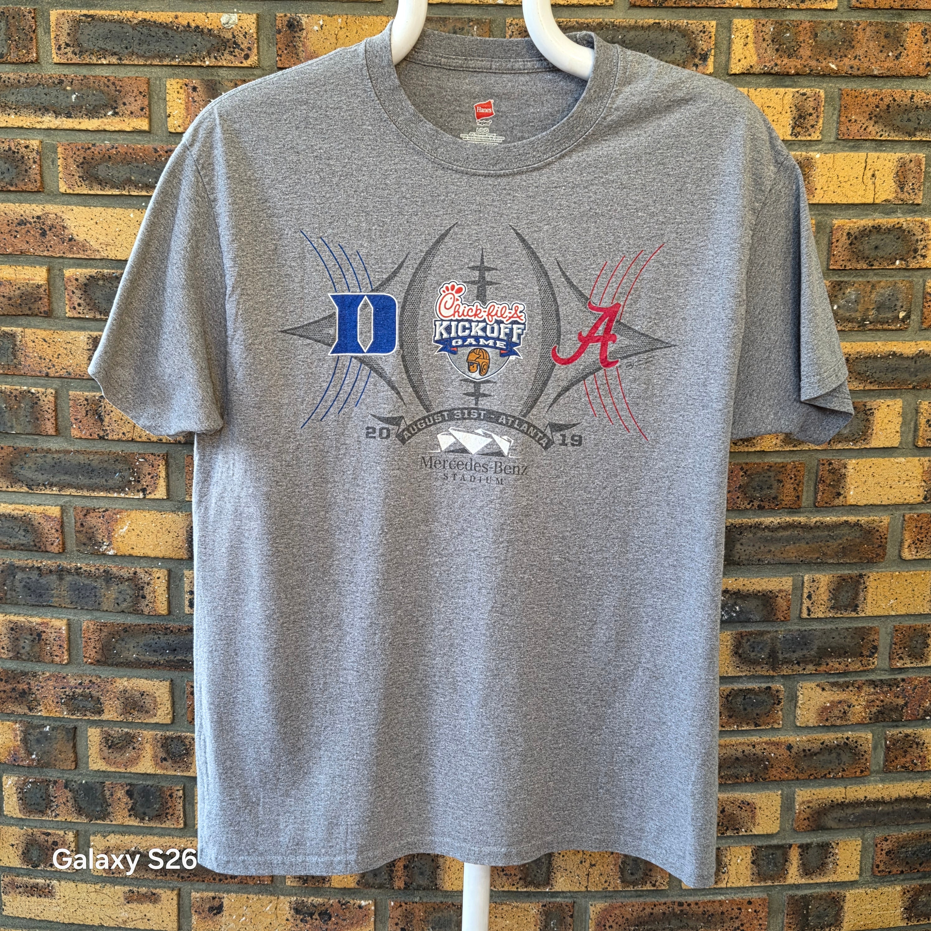 T-shirt vintage Hanes Gris — Chick-fil-A Kickoff Game 2019 Duke vs Alabama — L — Très bon état